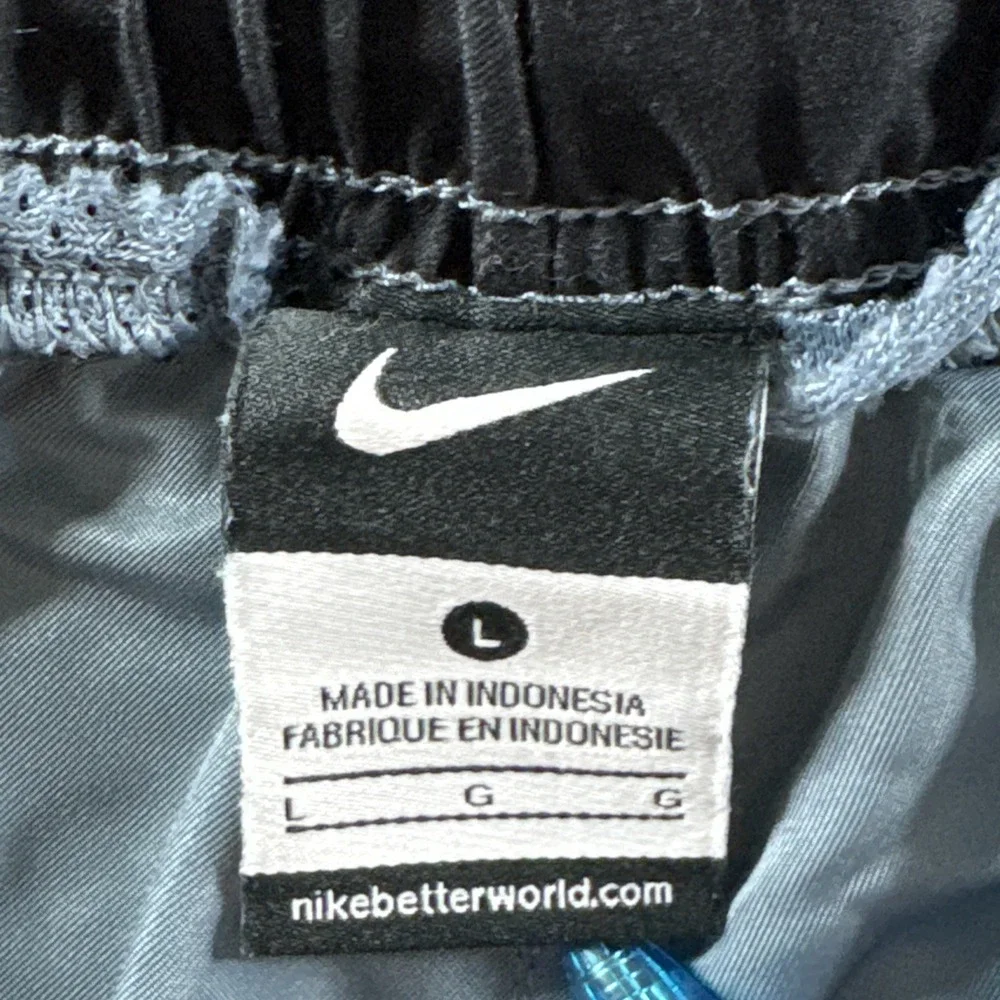 Nike Board Shorts Mens L Gray Lined Swim Surf Trunks Elastic Swoosh Drawstring